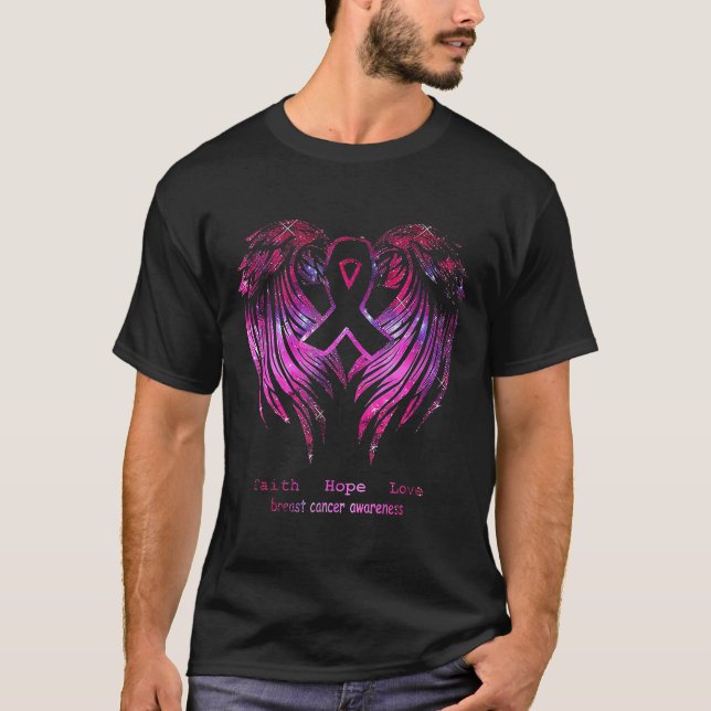 Camiseta Fé Rosa Esperança Adorando Asas Adorando Consciênc (Frente)