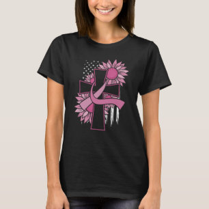 Camiseta Fé Rosa Fita Cruzada Girassol Fé do Cancer