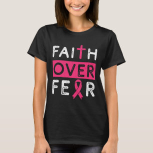 Camiseta Fé Sobre Medo Friso Rosa Friso Awarenes do Cancer