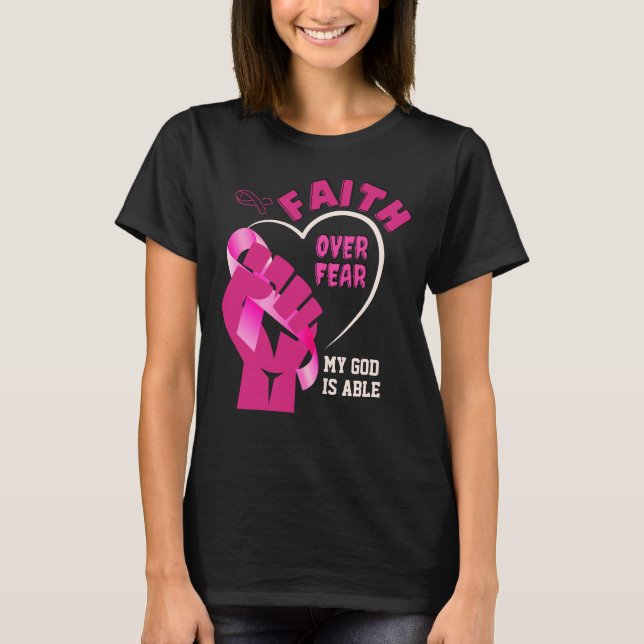 Camiseta FÉ SOBRE O MEDO A Consciência do Cancer (Frente)