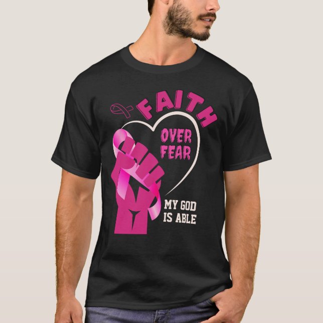Camiseta FÉ SOBRE O MEDO A Consciência do Cancer (Frente)