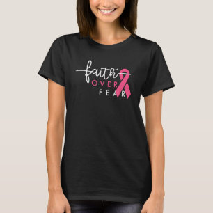 Camiseta Fé Sobre o Medo a Consciência do Cancer da Mama Ro