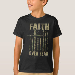 Camiseta Fé Sobre o Medo Bandeira dos EUA Orgulho América C