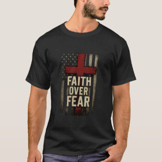 Camiseta Fé Sobre o Medo Cruz Sangue Gota