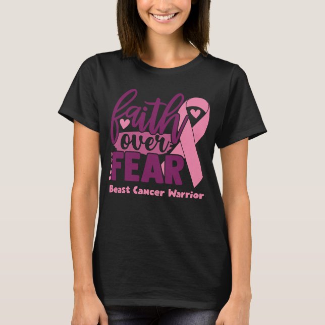 Camiseta Fé sobre o medo da consciência do Cancer (Frente)