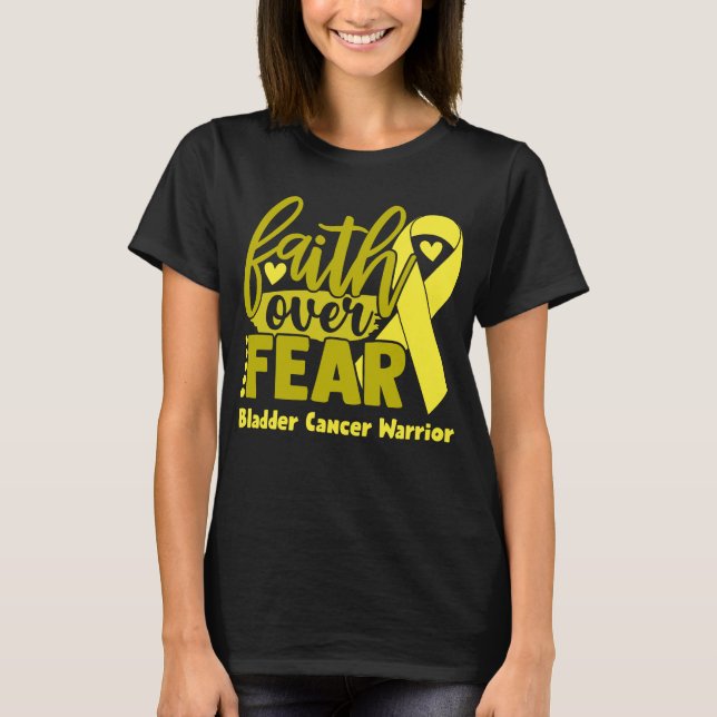 Camiseta Fé sobre o medo da consciência do Cancer da escada (Frente)