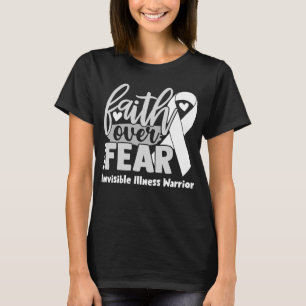 Camiseta Fé sobre o medo da consciência invisível da doença