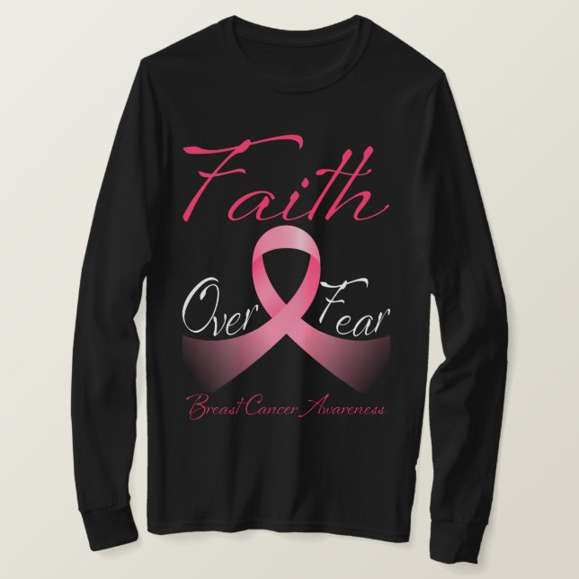 Camiseta Fé sobre o medo da conscientização do cancer (Frente do Design)