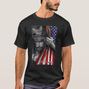 Camiseta Fé sobre o medo de Deus Jesus bandeira cristã