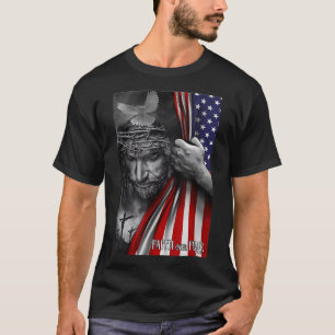 Camiseta Fé sobre o medo de Deus Jesus Christian Flag Engra