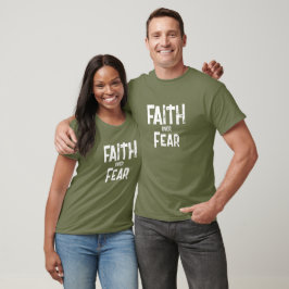 Camiseta Fé Sobre o Medo Jesus Código QR Escritura Cristã