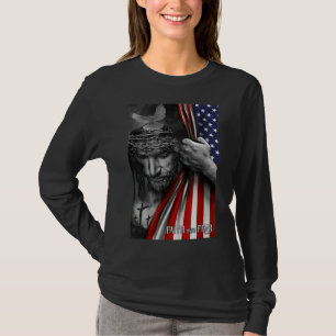 Camiseta Fé sobre o medo, Jesus Patriota Americano Chris