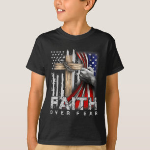 Camiseta Fé Sobre o Medo Orgulho da América Bandeira dos EU