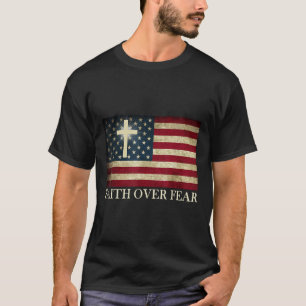 Camiseta Fé Sobre o Medo Orgulho da América Bandeira dos EU