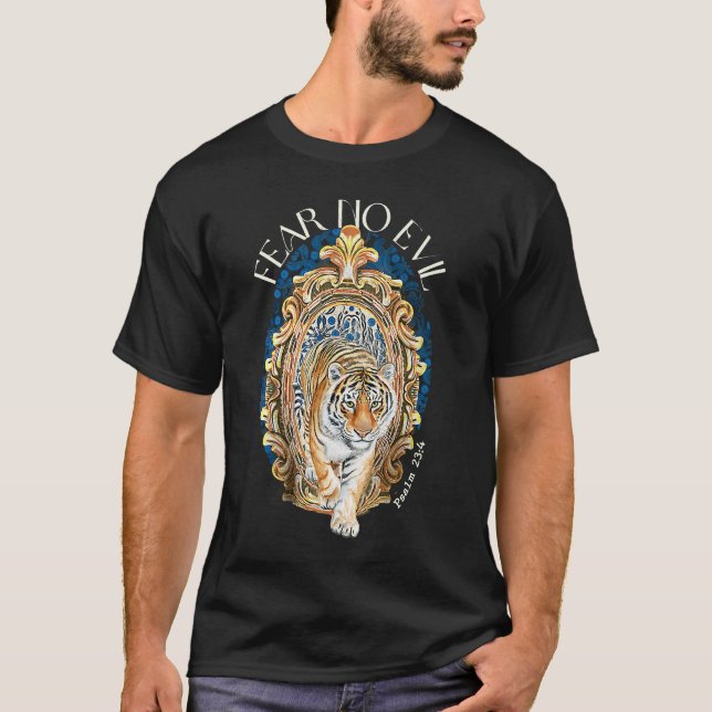 Camiseta Fear No Evil Christian Tiger Bible Verses Psalm 23 (Frente)