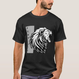 Camiseta Fearless Lion Roar - Motivational Black and White 