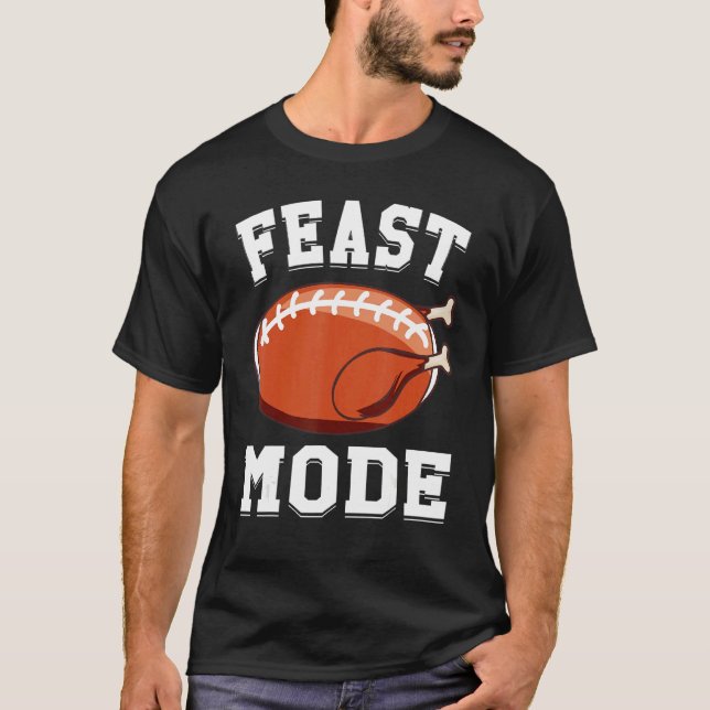 Camiseta Feast Mode Football Turkey  Thanksgiving  Men Boys (Frente)