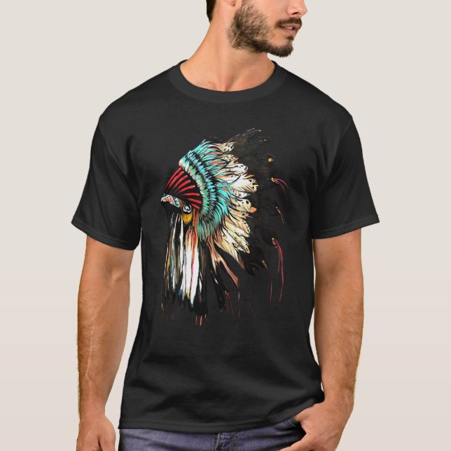 Camiseta Feather Headdress Native American Indian Headdress (Frente)