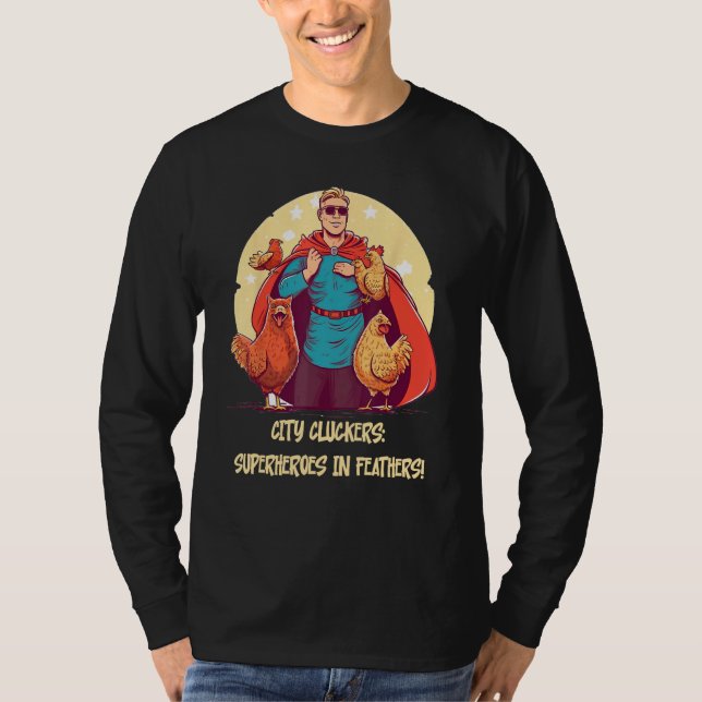 Camiseta Feathered Defenders Urban Chicken Heroes (Frente)
