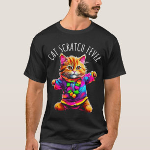 Camiseta Febre da Arranhadura de Gato Engraçado Gato Dançan