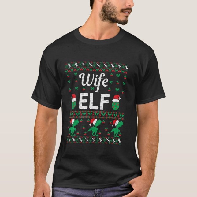 Camiseta Febre de Natal Feia de T Rex Chrismas (Frente)