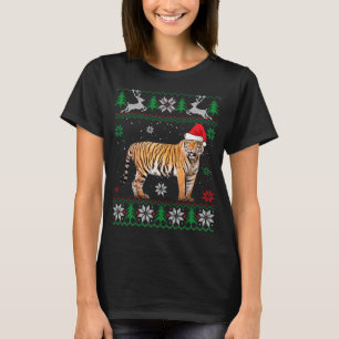 Camiseta Febre doce Tigre de Natal Lover Santa Hat Anima