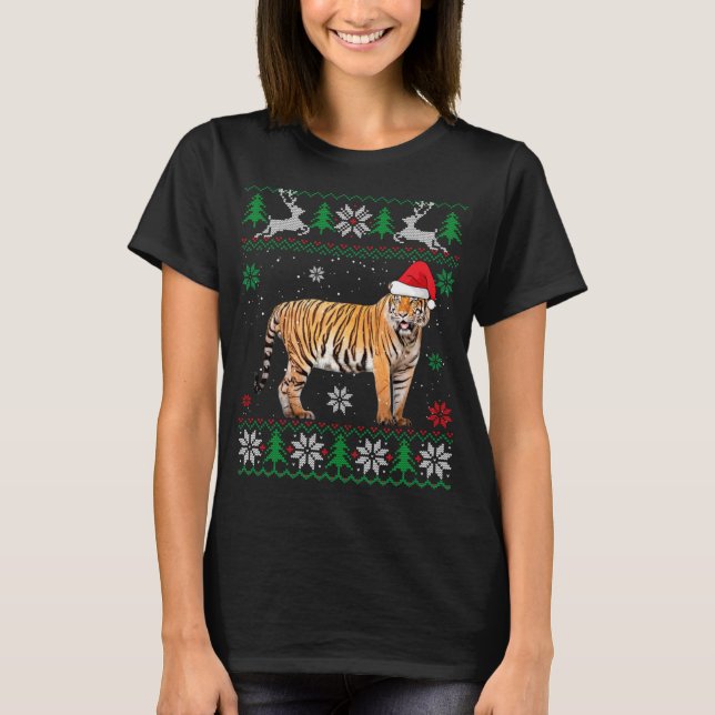 Camiseta Febre doce Tigre de Natal Lover Santa Hat Anima (Frente)