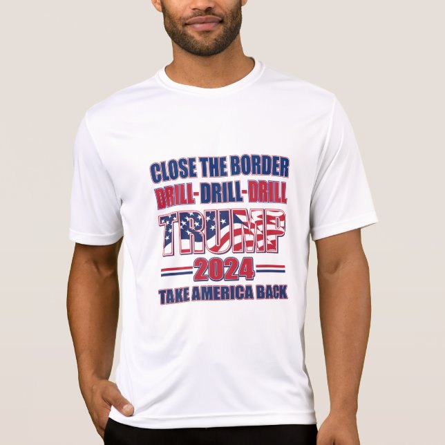 Camiseta Feche a trump de Drill de Drill de Drill de Borda  (Frente)