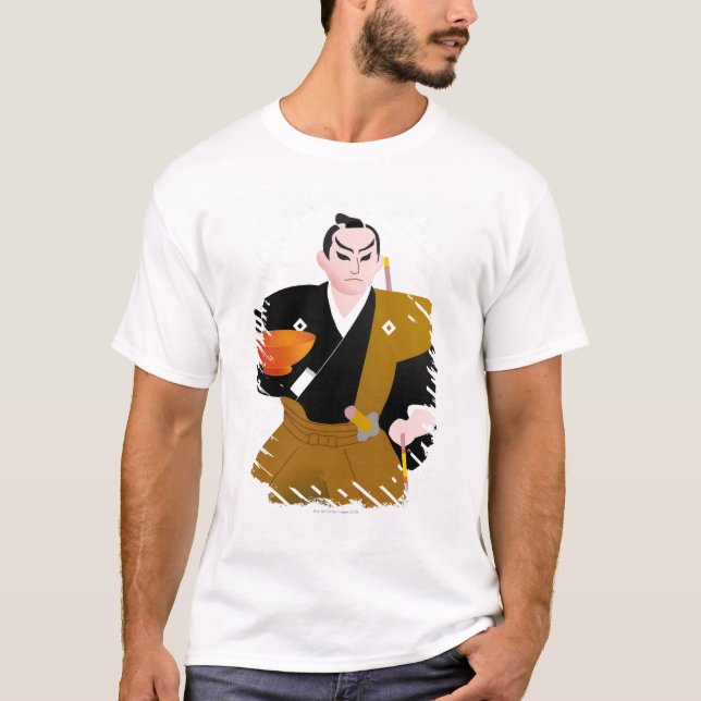 Camiseta Feche acima da boneca masculina japonesa que (Frente)