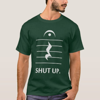 Camiseta Feche acima pela notação de música