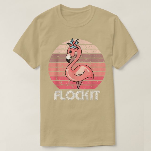Camiseta Feche, Flamingo Bonito Para Homens, Um Arma Engraç (Frente do Design)