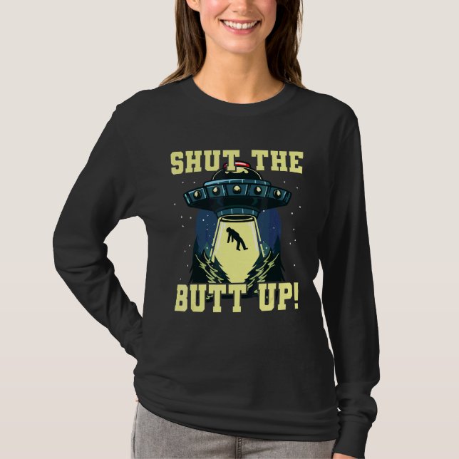 Camiseta Feche O Bumbum De Um Nerd De Alienígena (Frente)