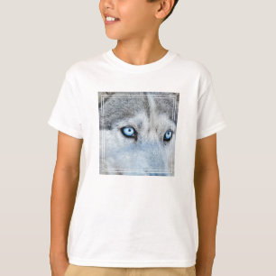 Camiseta Feche o Husky siberiano com Olhos Azuis