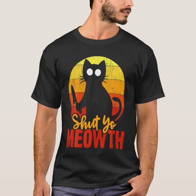 Camiseta Feche o seu gato de noiva de marfim com a faca Mur (Frente)