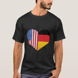Camiseta Federal Alemã-Americana Flag Heart Alemanha