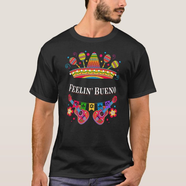 Camiseta Feelin Bueno Motivational Cote Inspiração Mexicana (Frente)