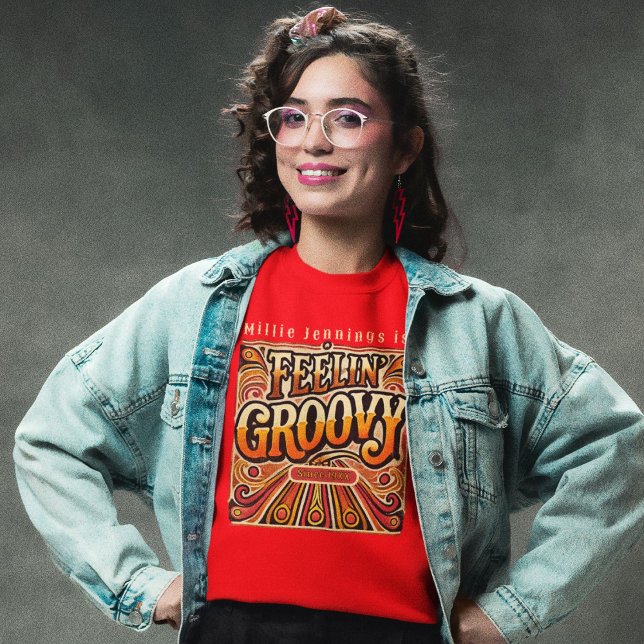 Camiseta Feelin Groovy Personalizado Retro 70s Vintage (Criador carregado)