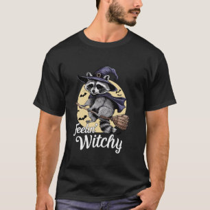Camiseta Feelin Witchy Cute Raccoon Halloween Spooky