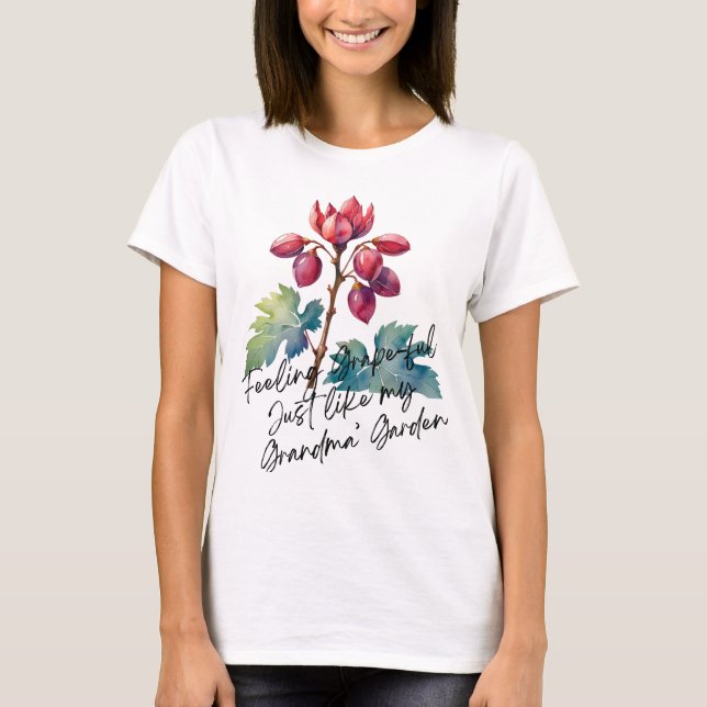 Camiseta Feeling Grapeful Grandma's Garden Floral Art (Frente)