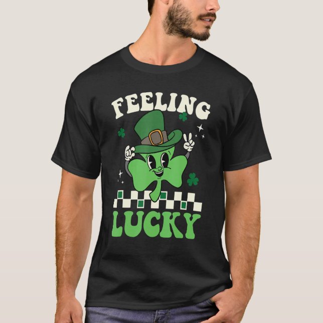 Camiseta Feeling Lucky Happy St Patrick's Day Shamrock Iris (Frente)