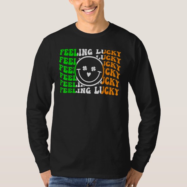 Camiseta Feeling Lucky Irish Flag Shamrock Leaf St Patrick' (Frente)