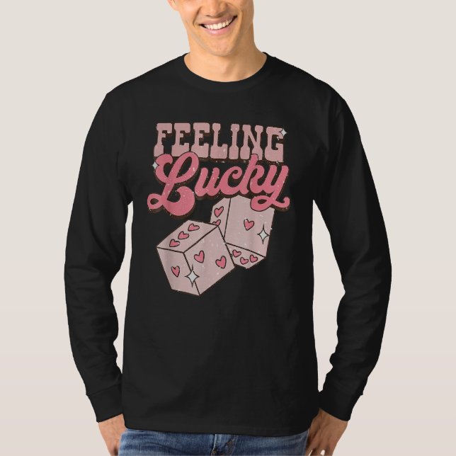 Camiseta Feeling Lucky Valentines Day Cute Hearts Girls Boy (Frente)