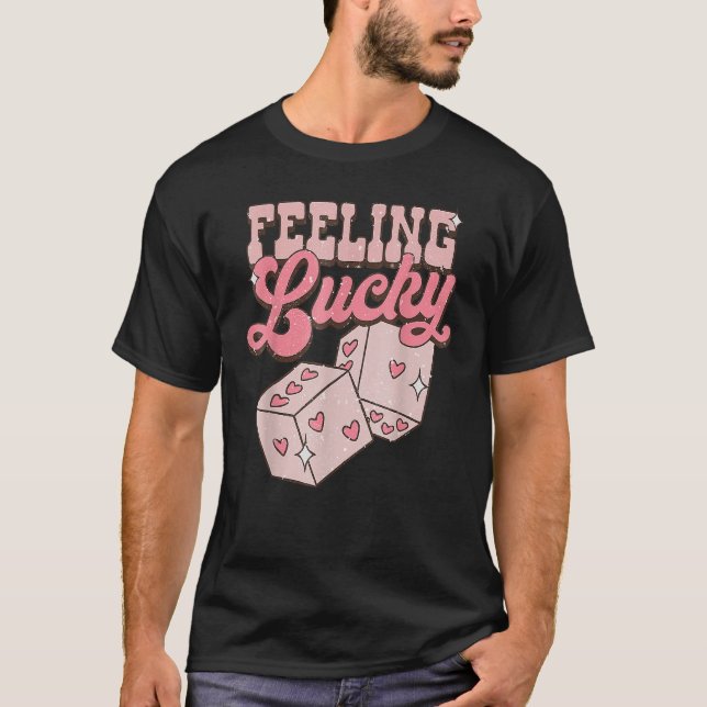 Camiseta Feeling Lucky Valentines Day Cute Hearts Girls Boy (Frente)