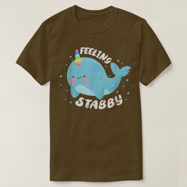 Camiseta Feeling Stabby Unicorn Narwhal Whale Kawaii Distre (Frente do Design)