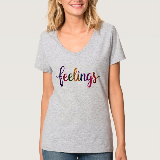 Camiseta Feelings_dgn.no.3- por Maaya_P, Aço leve feminino (Frente)