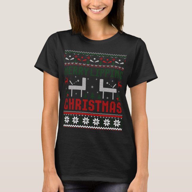 Camiseta Feia de Pinball Machine de Natal Swea (Frente)