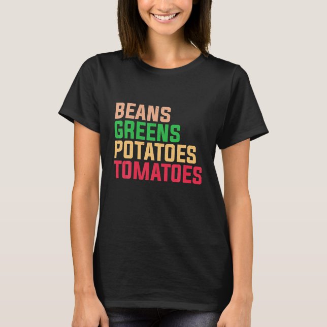 Camiseta Feijões Verdes Batatas Tomates Ação de Graças (Frente)