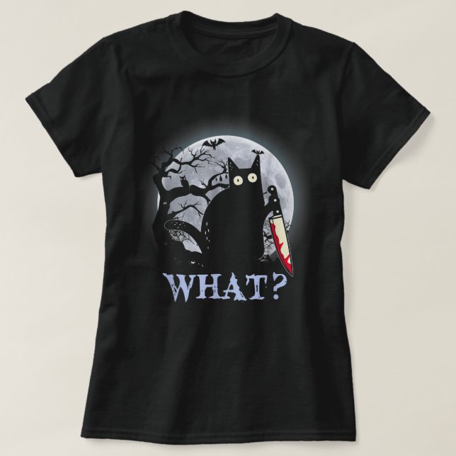 Camiseta Feira de Gato Negra Figurino no Dia das Bruxas com (Frente do Design)