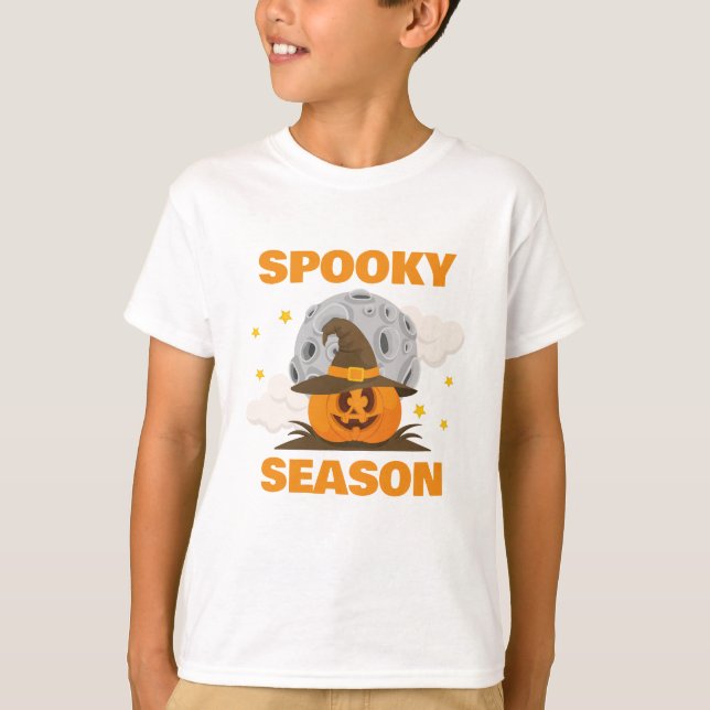 Camiseta Feira de Spooky, Cute Orange Pumpkin Halloween (Frente)
