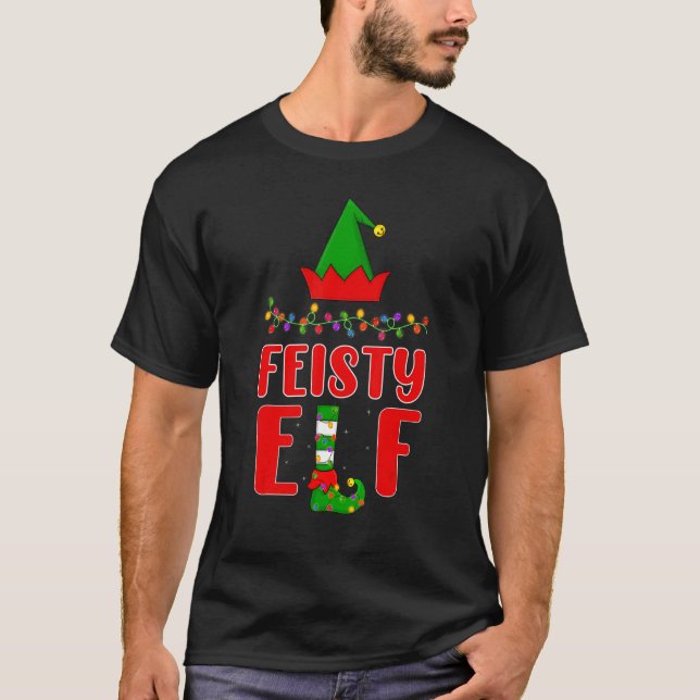 Camiseta Feiste Elf Matching Family Lighting Natal (Frente)